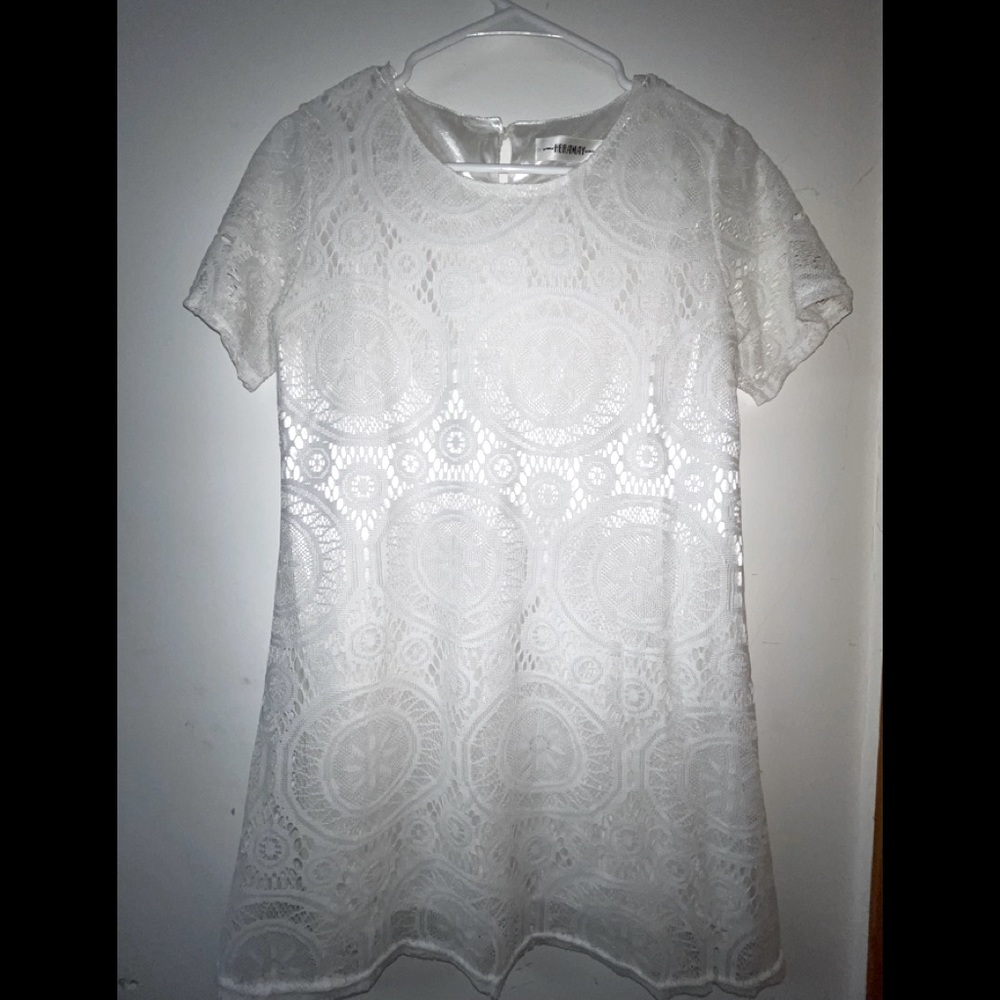 Juniors white lace dress